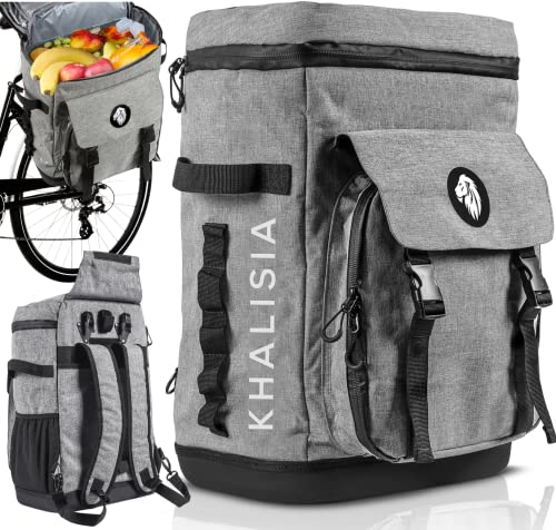KHALISIA Kühltasche - Fahrradtasche hinten einsetzbar als Gepäckträgertasche - Fahrradrucksack 20L - Lunchtasche mit Picknickfach- Der perfekte Kühlrucksack für Fahrradtouren, Camping etc.