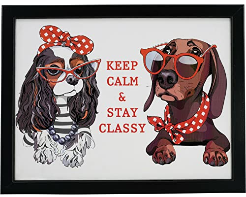 Large Wooden Soft Padded Cushioned Bean Bag Lap Dinner Laptop Food TV Tray (Keep Calm)