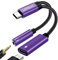 LAMSCAT Adaptateur et charge pour casque USB C, 2 en 1 type C vers jack 3,5 mm, prend en charge la charge rapide PD 60 W pour Samsung Google, Huawei et plus (violet)