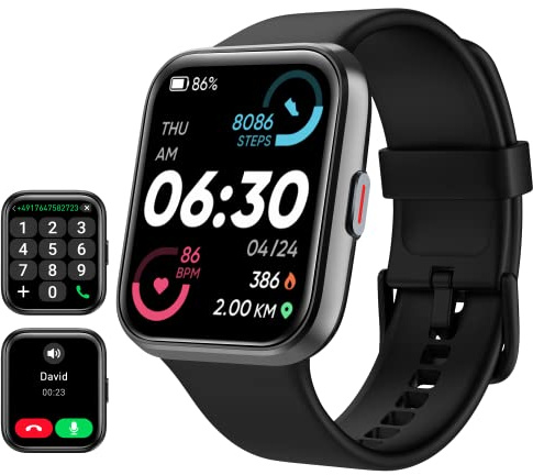 Tensky Smart Watch for Men/Women Android & iPhone, Alexa Built-in, 1.8 Touch Screen Fitness Tracker with Answer/Make Calls, 3ATM Waterproof Heart Rate/Sleep/SpO2 Monitor, Pedometer, 100+ Sport Modes