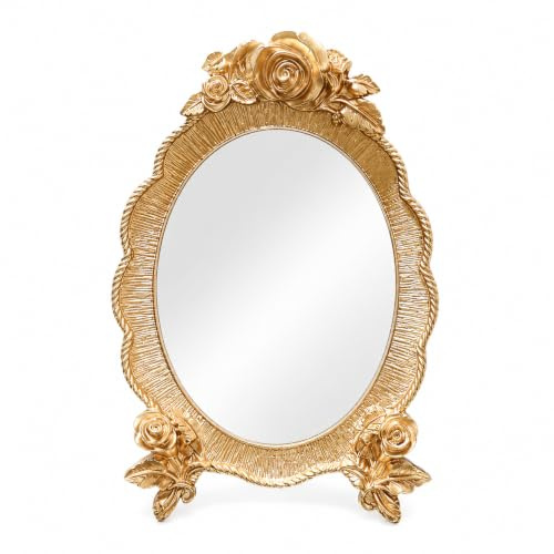 Beavorty Schminkspiegel Vintage Mit Ständer Kosmetikspiegel Für Make-up Rasur Und Ankleiden Tischspiegel Mit Klarer Spiegeloberfläche Stabiler Basis Für Zuhause Und Schminktisch