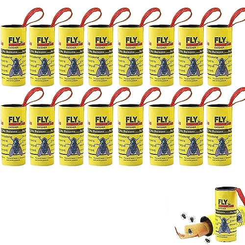 Forlush 16 Pcs PièGes à Insectes, Rouleaux Attrape Mouche Collant, Piege Rouleaux De Papier, Non Toxique Et Respectueux De l'environnement pour Attraper Les Mouches, Les Mites Et Les Insectes, Etc