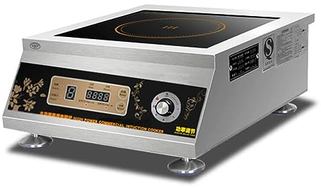 Plaque À Induction Table De cuisson Induction Professionnelle 5000 W, brûleurs à induction de comptoir commerciaux à économie d'énergie, verre céramique noir, acier inoxydable facile à nettoyer