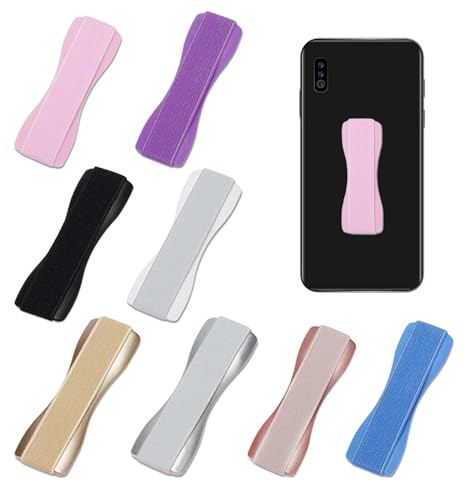 Lot de 8 supports de doigt pour smartphone, poignée de téléphone autocollante, dragonne pour téléphone portable, support de téléphone, accessoire de téléphone pour utilisation à une main (8 couleurs)