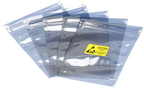 Rebower Anti Static Bags ESD Shielding Bags Resealable with Labels, [for Electronic Device GPU Hard Drive SSD HDD Motherboard] - 4x6inch/100pcs
