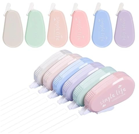 JinliangGuo 12Pcs Colorful Correction Tape Roller Moland Cute Fashionable Pocket Correction Tape Roller School Classroom Mouse White Out for Easy Correct Wrong Writing
