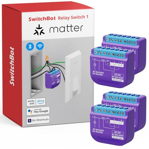 SwitchBot WiFi Switch Compatible with Alexa/Apple Home/Google Home/Matter (Hub Required), Power-Measuring Relay Switch Module with Integrated Bluetooth Repeater and Dry Contact, 2.4 GHz, 16 A
