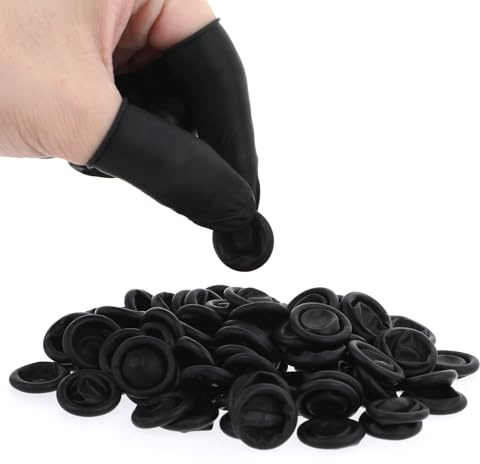 100 Pcs Finger Cots, Disposable Silicone Fingertips Protective Suitable for Beauty Manicure Massage (Black)