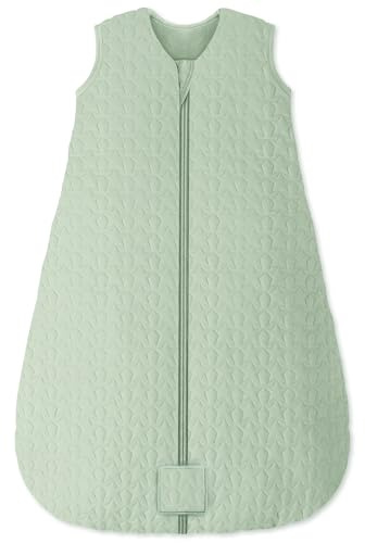 Unnivoll Schlafsack Baby Winter 2.5 Tog Baby Schlafsack 6-12 Monate Baumwolle Babyschlafsack Neugeborene Winterschlafsack Baby Warm und Weich 78 cm für Jungen Mädchen Grün