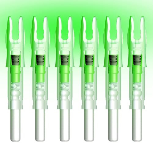 Linpeng Lot de 6 encoches lumineuses pour flèches avec encoches lumineuses .165/.204/.233/.244/.246 avec interrupteur marche/arrêt pour chasse à l'arc (vert, G/.165)