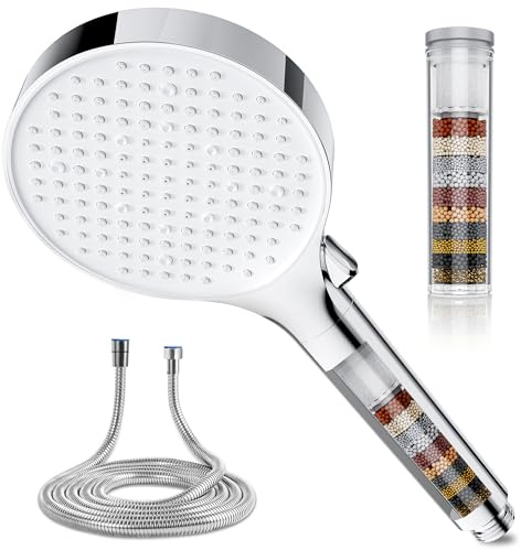 Magichome Doccetta con filtro per acqua dura a 25 stadi con tubo da 1,5 m, soffione doccia a 6 modalità ad alta pressione filtrato per rimuovere il cloro residuo, ideale per la cura della pelle secca