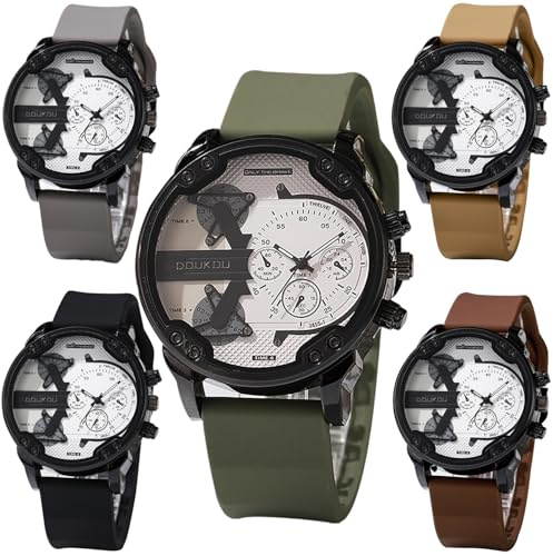 dayutech 5 Pack Stylish Men's Watches Casual Business Sport Military Waterproof Rubber Silicone Band Quartz Analog Assorts Wrist Watches for Men Students Wholesales Set