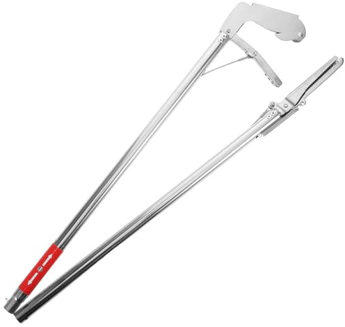 Happyyami Pinza de Serpiente Extensible de Acero Inoxidable 120 Cm Bloqueo y Boca Recta, Herramienta de Agarre para Reptiles, Cangrejos y Captura al Aire Libre