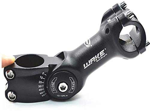 MTB Stem 31.8 90mm 0-60 Degree Adjustable Bike Stem Wake Mountain Bike Stem Short Handlebar Stem for Most Bicycle, Road Bike, MTB, BMX, Fixie Gear, Cycling (Aluminum Alloy, Lightweight, Black)