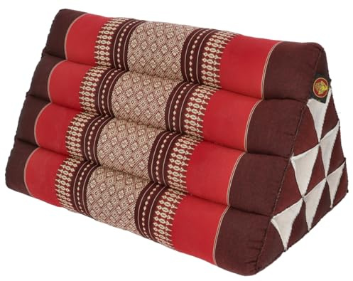 GURU SHOP triangel thailändsk kudde, triangulär kudde, capok – vinröd/30 x 30 x 50 cm