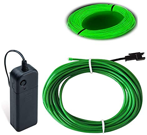 Balabaxer Grün EL Draht, 5M Neon Kabel Mit Batterie Trafo, Leuchtet Electroluminescent, für Partys, Halloween, DIY-Dekoration