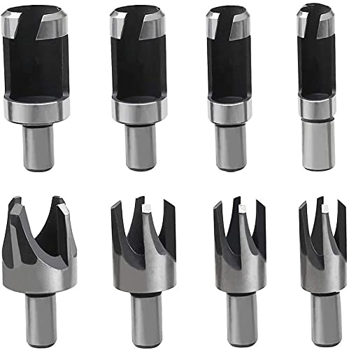 8pcs Holzdübelmacher Dübellochschneider Zapfen Kohlenstoffstahl Bohrer Set mit metrischem Schaft, konische Klaue HSS Kork für Holzbearbeitungswerkzeug 6 mm 10 mm 13 mm 16 mm