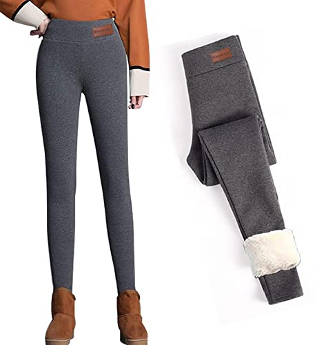 CheChury Pantalons Chauds Hiver Leggings Doublés de Molleton Femme Legging Polaire Pantalon de Sport Slim Epais Doublure Polaire Taille Haute Leggings Elastiques Grande Taille Casual