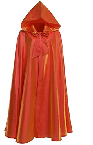 Proumhang Unisex Halloween Capa con Capucha Grim Reaper Vampiro Capa Larga Túnica Navidad Mascarada Carnaval Bruja Cosplay Accesorios Disfraces para Adultos Niños(L,Naranja)
