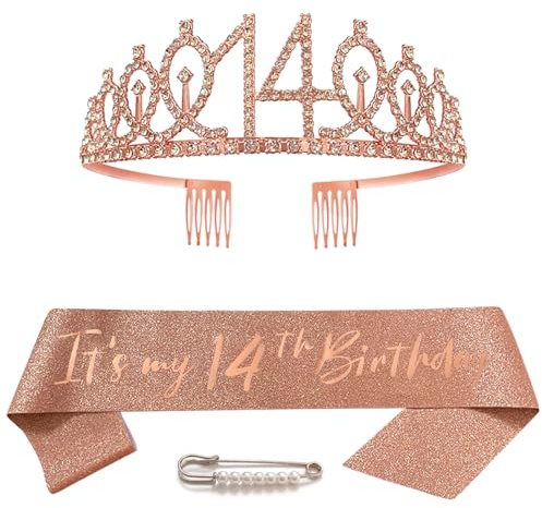 crown Princess Tiara Rhinestone Headband Sash for Girls Birthday Party Ball Decoration