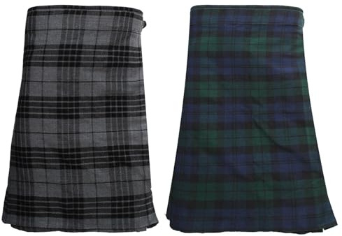 NORTH EDGE Kilt for Men - 16oz Traditional Scottish Tartan, 5 Yards Premium Acrylic Wool Kilts