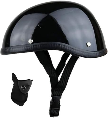 Vintage Motorrad Halbhelm Baseball Cap Mit ECE-Zulassung, Mit Versenkbare Sonnenblende Und Schnellverschluss Schnallen Jet Helm Retro Halbschalenhelm A,54-60cm