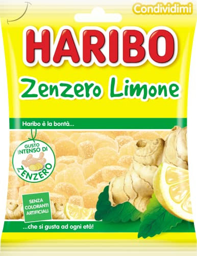 Haribo Zenzero e Limone | Caramelle Gommose, Gusto Zenzero e Limone, Ideali per Feste e Momenti di Condivisione, 150 gr