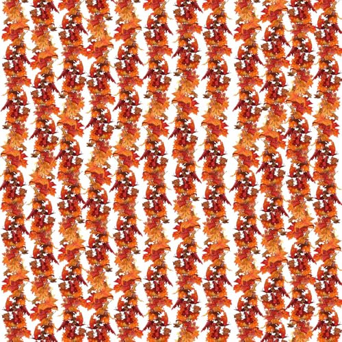 CQURE 10 Pack Artificial Autumn Fall Maple Leaf Garland, 5.9Ft/Piece Hanging Vine Artificial Autumn Foliage Garland Thanksgiving Decor for Home Wedding Fireplace Party Christmas