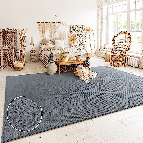 Paco Home Teppich Wohnzimmer Schlafzimmer Kurzflor Skandinavisches Boho Muster Melierte Optik Moderne Einfarbige Deko, Grösse:240x340 cm, Farbe:Anthrazit