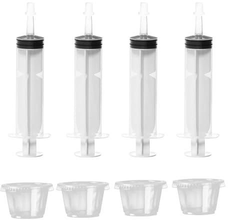 Nbbwwu Jeringas para disparos, jeringas de Halloween de 60 ml con tapa de punta, 4 jeringas multifuncionales para fiestas de Halloween con 4 tazas para Acción de Gracias, Navidad