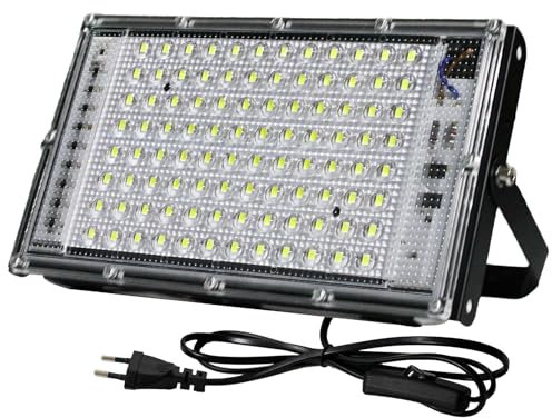 BOSITE Faretto Led da Esterno 100W, Faretti LED Esterno 6500K Bianca Fredda, 10000LM Faro leds, IP66 Impermeabile Faretto LEDs Interno per Giardino Garage Parco Stadi