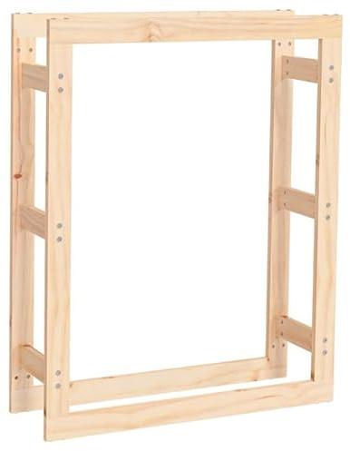 Eleganz Étagère à bois de cheminée en pin massif - 80 x 25 x 100 cm - Étagère à bois de chauffage stable pour cheminées, foyers et jardin - Rangement pratique et durable