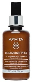 Apivita Leche Limpiadora 3 en 1 Rostro & Ojos 200 ml – Limpiador Facial & Desmaquillante – Limpiador Natural con Miel y Manzanilla – Limpia suavemente, elimina el maquillaje e impurezas, hidrata.