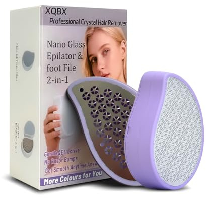 Compact 2-in-1 Hair Removal & Foot Exfoliator - Glass Nano-Crystal Tool for Quick Salon-Smooth Skin + 195 Micro-Blade Foot File, Mess-Free, Ideal for Gym/Travel, Unisex Grooming Kit