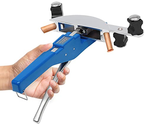 Rörbockare 6–22 mm bärbar rörbockningsmaskin, handrörböjare med avgradare och böjhuvuden, böjvinkel 90°, rörböjtång för kopparrör, aluminiumrör (blå)
