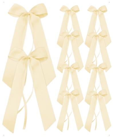 SanKristo 10 Pezzi Fiocchi in Raso Auto da Matrimonio, Fiocchi Decorativo Confezioni Regalo, Fai da Te, Alberi di Natale, Decorazione Matrimoni, Decorazioni tavoli, Beige