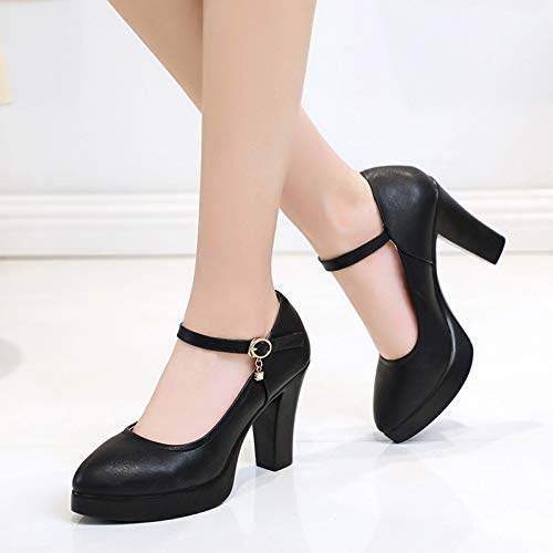 Nuqqichongtian Pumps, tacco piccolo, da donna, con tacco largo, con tacco alto, elegante, con tacco alto