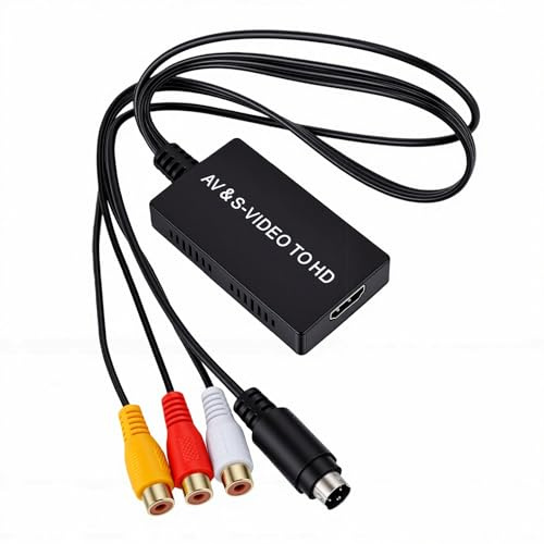 Annadue Convertidor AV a HDMI, S Video Compuesto CVBS a HDMI Adaptador Salida 1080P para Monitor HDTV, Plug and Play para Juegos Retro N64 SNES VHS VCR DVD