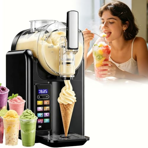 Slushmaskin Mjukglassmaskin Black-SingleBowl | Mjukglassmaskin, ingen is behövs, 7 program, självrengöring, snabbfrysning, för slushies, frappes och smoothies