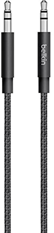 Belkin Premium 3.5 mm Braided Tangle Free Aux Cable with Aluminuim Connectors - Black