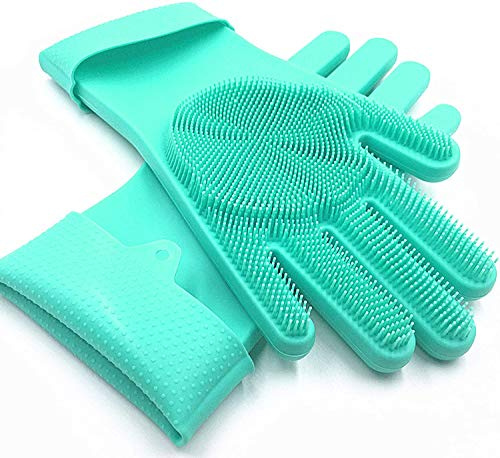 Louis Donne Magic Silicone Scrubber Gloves,Food Grade,Non-Slip, Reusable Wash Gloves with Bristles for Kitchen Cleaning, Car Valeting, Pet Grooming