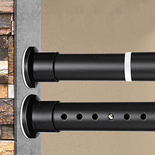 KINLO Duschvorhangstange Teleskopstange 160-210cm aus Edelstahl Kleiderstange ohne Bohren Gardinenstange Matt Schwarz Klemmstangen Kleiderbügelstang Spannstange für Wäschezimmer