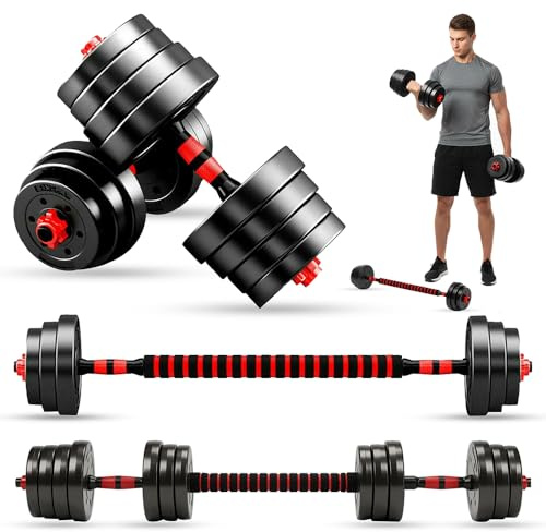 MAXSTRENGTH Justerbar Hantel Skivstång Styrketräning Tyngdlyftningsset Hemgym Bicep Vinyl Hantelpar (10 KG)