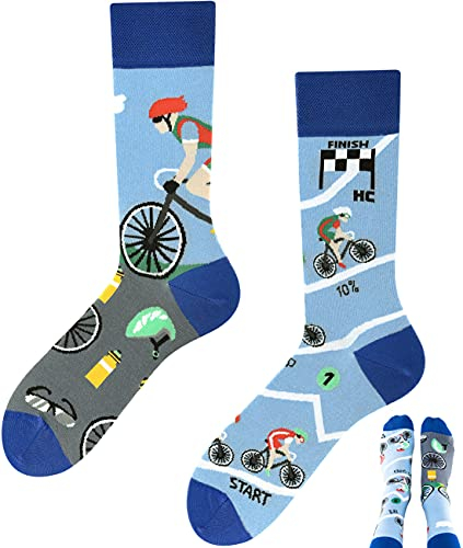 TODO Colours Socken Lustig mit Motiv für Herren und Damen - Lustige, Mehrfarbige, Verrückte (43-46, Tour de Bike)