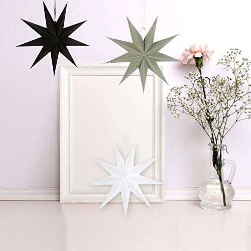 KATELUO 3 Pezzi Stella di Carta, Stelle Carta da Appendere, Stelle di Carta di Natale, Stelle di Carta Lanterne per Natale, Matrimono, Compleanno, Decora Soggiorno, Festa, Vacanze