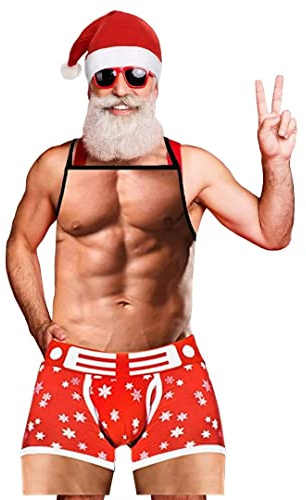 Winwild Delantal de cocina Delantal de barbacoa Delantal de Navidad sexy para hombres como un divertido regalo de barbacoa para hombres
