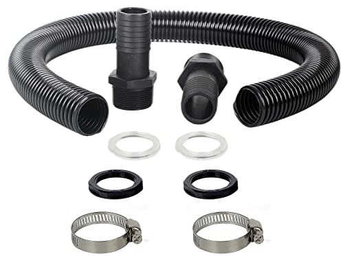 Wassertonnen-Verbindungs-Set für Fallrohr, 38 mm Wassertonnen-Verbindungs-Set für Regen-Transport, 1 m flexibler Wassertonnenanschluss, Schlauch und Armaturen