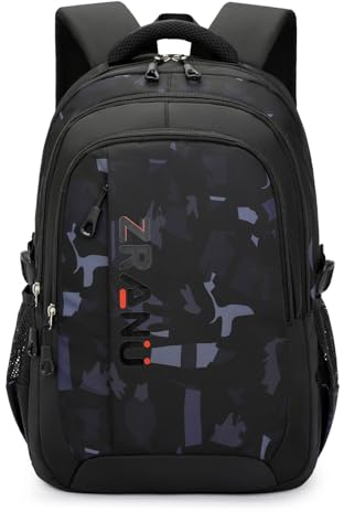 Amythe Rucksack Jungen Schulrucksack Teenager- Lässiger Daypack Herren Wasserdicht für 15.6 Zoll Laptop, Schultasche Jungen 5.- 9. Klasse Modischer Ranzen, Schwarz