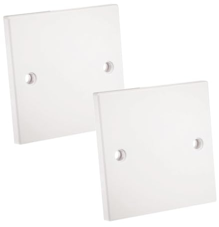 rhinocables Single Socket Blanking Plate – Plug Covers, UK | Waterproof Light Switch Cover | Electric Wall Fitting | Blank Cover Plate for Unused Outlet | White with Screws (Pack of 2)