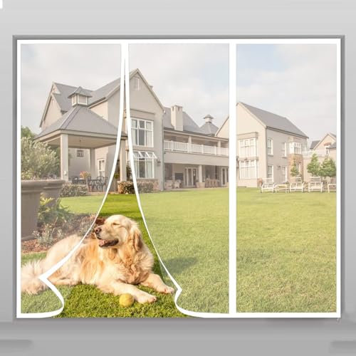 Fliegengitter Balkontür 195x190cm - Terrassentür und Balkontür Insektenschutz mit Magneten - schmale Balkon Fliegengitter Tür - Fliegentür mit starken Magneten Weiß